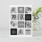 Zwart Wit Fotocollage 70ste Verjaardag Kaart (Staand voorkant)