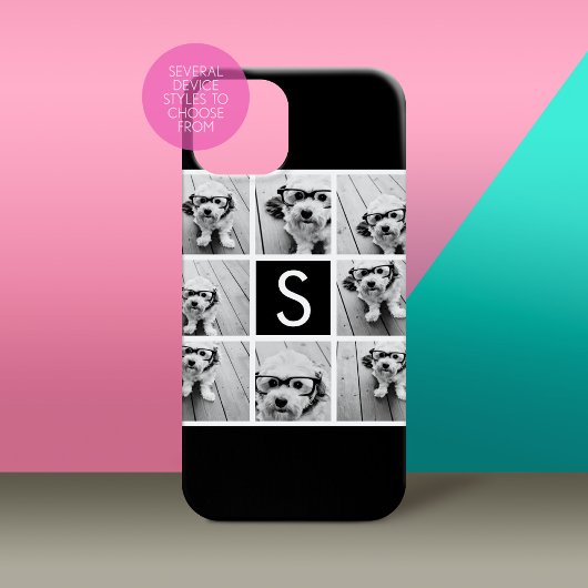 Zwart-Wit Fotocollage Aangepast Monogram Case-Mate iPhone Case