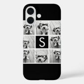 Zwart-Wit Fotocollage Aangepast Monogram Case-Mate iPhone Case (Achterkant)
