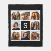 Zwart wit fotocollage Aangepast monogram Fleece Deken (Voorkant)