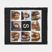 Zwart wit fotocollage Aangepast monogram Fleece Deken (Voorkant (Horizontaal))