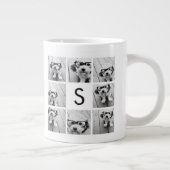 Zwart-Wit Fotocollage Aangepast Monogram Grote Koffiekop (Rechts)