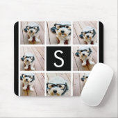 Zwart-Wit Fotocollage Aangepast Monogram Muismat (Met muis)