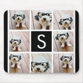 Zwart-Wit Fotocollage Aangepast Monogram Muismat (Voorkant)