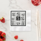 Zwart-Wit Fotocollage Aangepast Monogram Servet (Insitu)