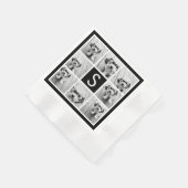 Zwart-Wit Fotocollage Aangepast Monogram Servet (Hoek)