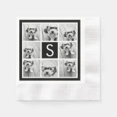 Zwart-Wit Fotocollage Aangepast Monogram Servet (Voorkant)