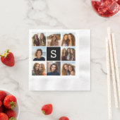 Zwart-Wit Fotocollage Aangepast Monogram Servetten (Insitu)
