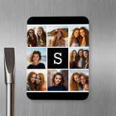 Zwart-wit Fotocollage Aangepaste Monogram Magneet