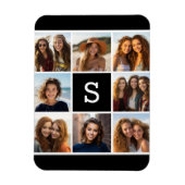 Zwart-wit Fotocollage Aangepaste Monogram Magneet (Verticaal)