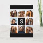 Zwart-wit Fotocollage Aangepaste Monogram Notitiekaartje (Voorkant)