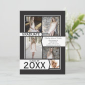 Zwart-wit Fotocollage Afstuderen Aankondiging (Staand voorkant)