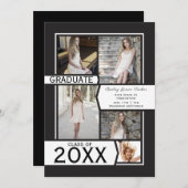 Zwart-wit Fotocollage Afstuderen Aankondiging (Voorkant / Achterkant)