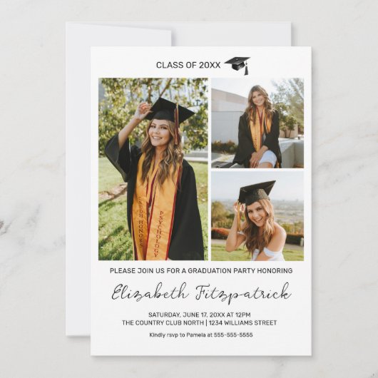 Zwart-wit Fotocollage Afstuderen Kaart (Voorkant)