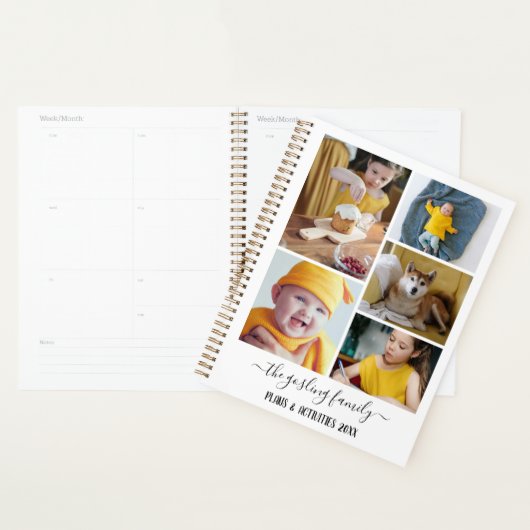 Zwart Wit Fotocollage Familie Planner (Display)