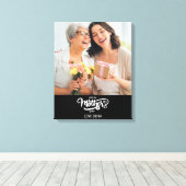Zwart Wit Fotocollage Gift Happy Moederdag Canvas Afdruk (Insitu (Houten vloer))