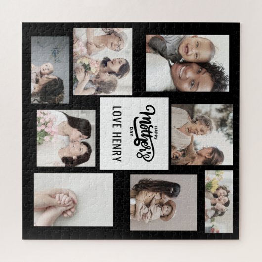 Zwart Wit Fotocollage Gift Happy Moederdag Legpuzzel (Horizontaal)