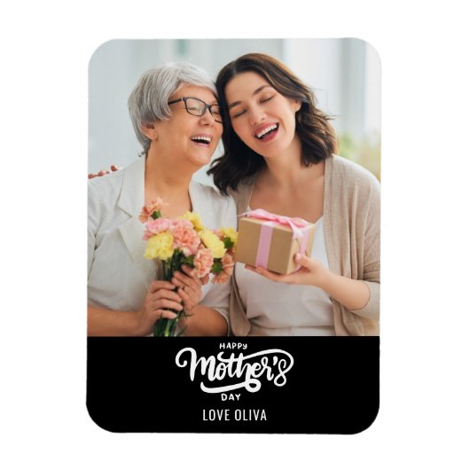 Zwart Wit Fotocollage Gift Happy Moederdag Magneet (Verticaal)