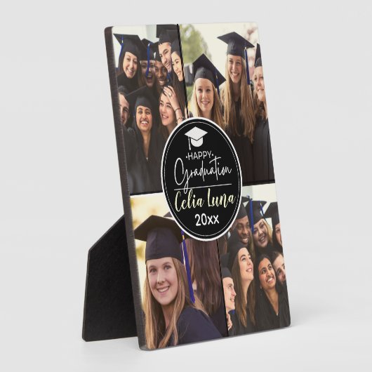 Zwart-wit Fotocollage Happy Afstuderen Fotoplaat (Zijkant)