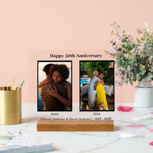 Zwart-wit Fotocollage Jubileum Acryl Bord (Huwelijk)