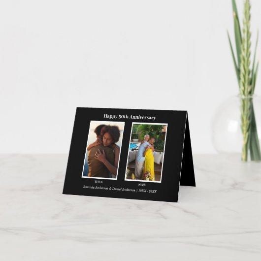 Zwart-wit Fotocollage Jubileum Bedankkaart (Voorkant)