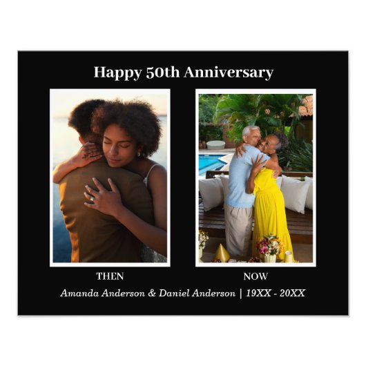 Zwart-wit Fotocollage Jubileum Foto Afdruk (Voorkant)