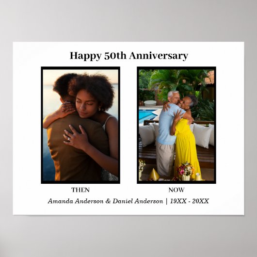 Zwart-wit Fotocollage jubileum Poster (Voorkant)