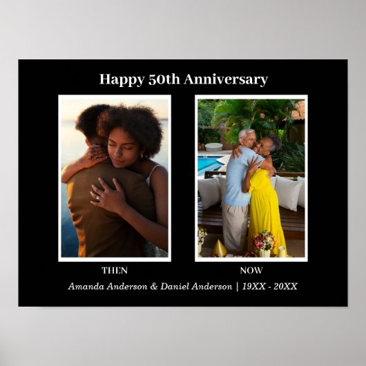 Zwart-wit Fotocollage Jubileum Poster (Voorkant)