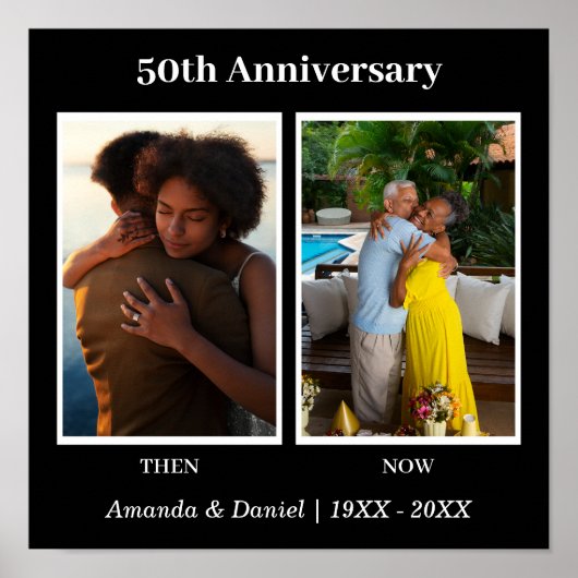 Zwart-wit Fotocollage Jubileum Poster (Voorkant)