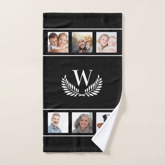 Zwart wit fotocollage monogram initiaal klassiek bad handdoek (Handdoek)