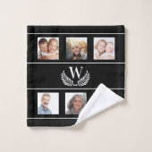 Zwart wit fotocollage monogram initiaal klassiek bad handdoek (Wasdoekje)