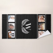 Zwart wit fotocollage monogram initiaal klassiek badhanddoek (Badhanddoek)