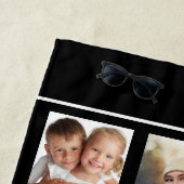 Zwart wit fotocollage monogram initiaal klassiek strandlaken (In situ)