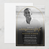 Zwart-wit fotofeest van het leven met boog kaart (Voorkant / Achterkant)