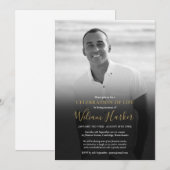 Zwart-wit fotofeest van het leven rouwkaart kaart (Voorkant / Achterkant)