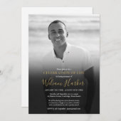 Zwart-wit fotofeest van het leven rouwplechtigheid kaart (Voorkant / Achterkant)