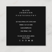Zwart-wit fotograaf 4 foto's QR-code Vierkante Visitekaartje (Achterkant)