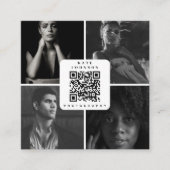 Zwart-wit fotograaf 4 foto's QR-code Vierkante Visitekaartje (Voorkant)