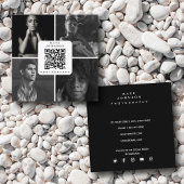 Zwart-wit fotograaf 4 foto's QR-code Vierkante Visitekaartje