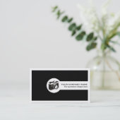 Zwart-wit Fotograaf camera Visitekaartje (Staand voorkant)