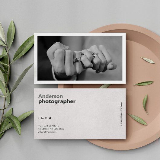 Zwart & Wit Fotograaf Minimalist Professioneel Visitekaartje