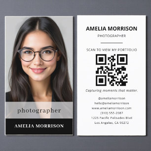 Zwart Wit Fotograaf QR Code Foto Modern Visitekaartje