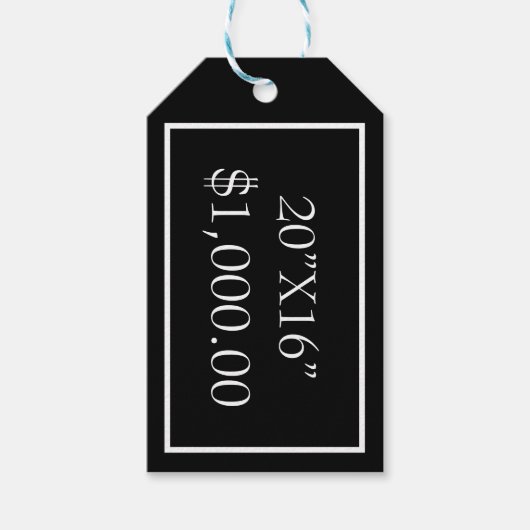 Zwart-wit fotografie Afdrukgrootte en prijs Cadeaulabel (Voorkant)