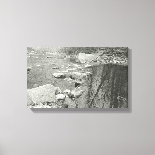 Zwart-wit Fotografie Calm River op Canvas (Voorkant)