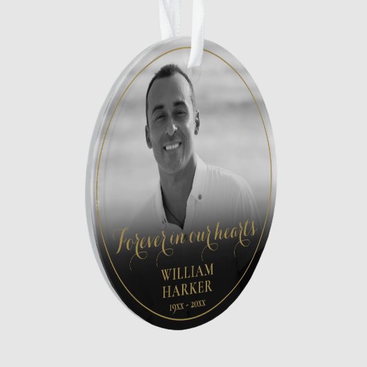 Zwart-wit fotoherdenking ornament (voorkant)