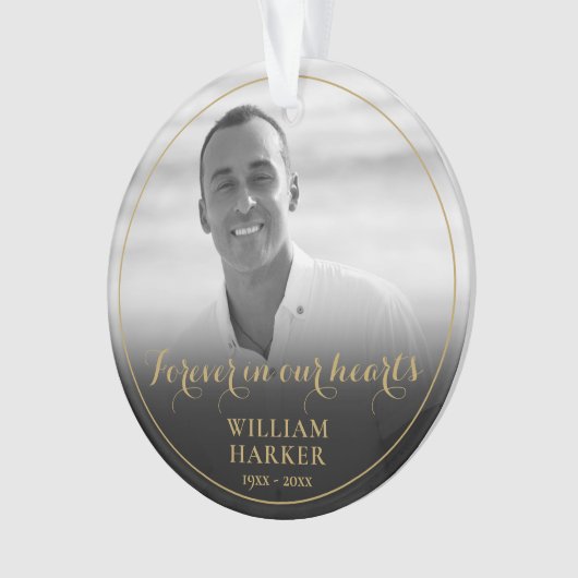 Zwart-wit fotoherdenking ornament (voorkant)