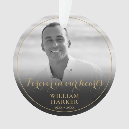 Zwart-wit fotoherdenking ornament (voorkant)