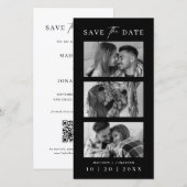 Zwart-wit fotohokje strook bladwijzer bruiloft save the date (Voorkant / Achterkant)