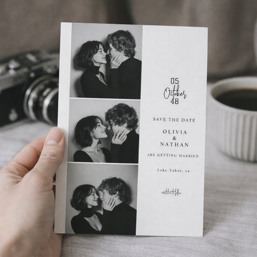 Zwart-wit Fotohouderstrook Save the Date