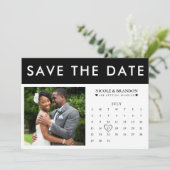 Zwart & Wit Fotokalender Bruiloft Save The Date (Staand voorkant)